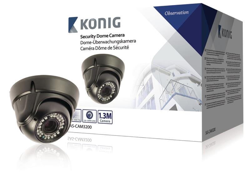 König SAS-CAM3200 Dome Beveiligingscamera 1000 TVL Zwart