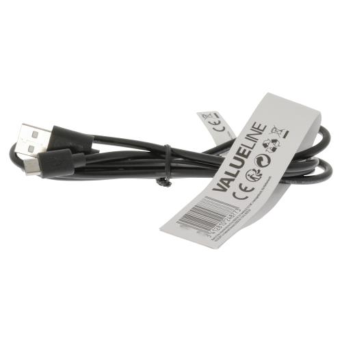 Valueline VLCT60500B10 USB 2.0 USB A male - USB micro B male kabel 1,00 m zwart