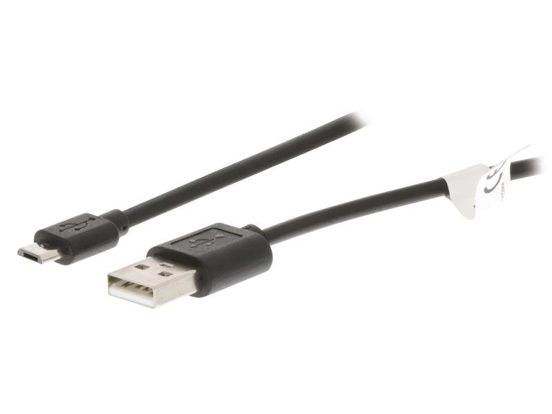 Valueline VLCT60500B20 USB 2.0 USB A male - USB micro B male kabel 2,00 m zwart