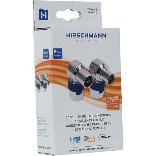 Hirschmann 695020505 Coax Connector Male + Female Wit / Blauw