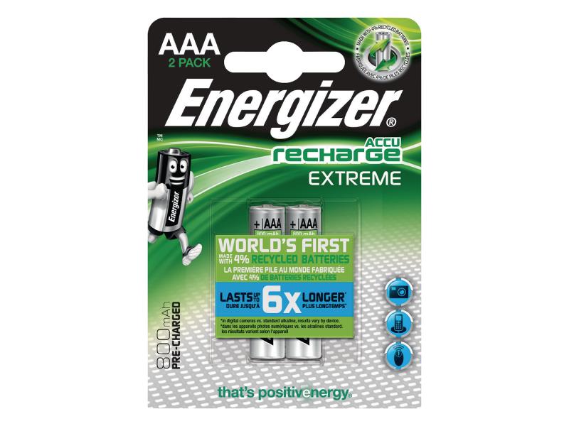 Energizer 53541686200 Oplaadbare NiMH Batterij AAA 1.2 V Extreme 800 mAh 2-Blister