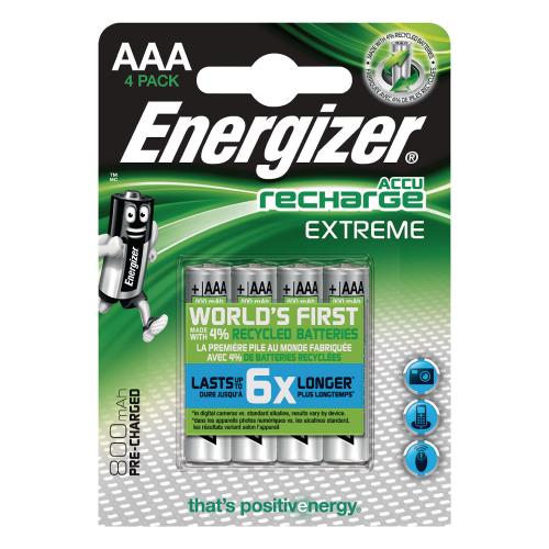 Energizer 53541687900 Oplaadbare NiMH Batterij AAA 1.2 V Extreme 800 mAh 4-Blister