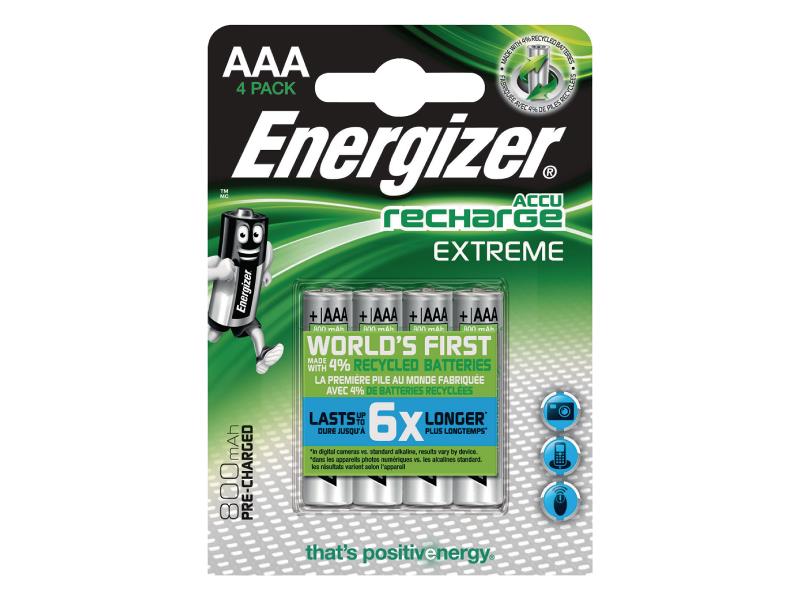 Energizer 53541687900 Oplaadbare NiMH Batterij AAA 1.2 V Extreme 800 mAh 4-Blister
