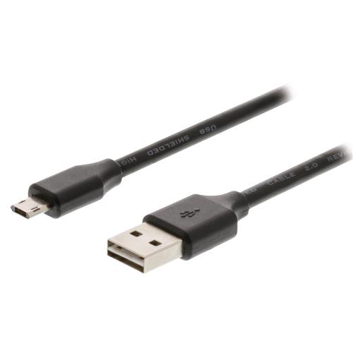 Valueline VLMP60510B1.00 USB 2.0-kabel USB A male - omkeerbaar Micro-USB B male 1.00 m zwart