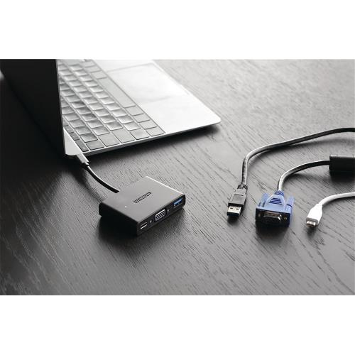 Sitecom CN-364 USB 3.1 Adapter USB-C Male - USB A Female / USB-C Female / VGA Female 15-Pins Zwart