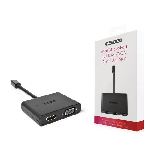 Sitecom CN-347 Mini DisplayPort Adapter Mini-DisplayPort - VGA Female 15-Pins / HDMI-Uitgang Zwart