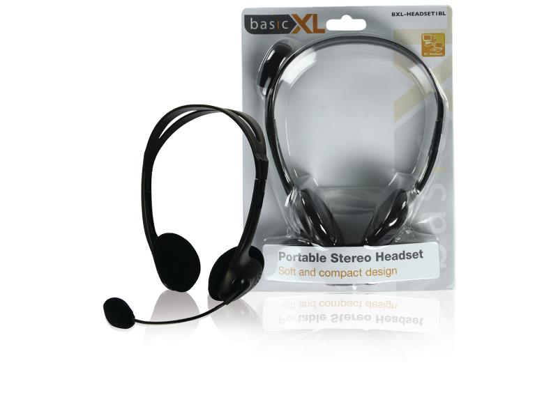 basicXL BXL-HEADSET1BL Headset On-Ear 2x 3.5 mm Bedraad Ingebouwde Microfoon Zwart