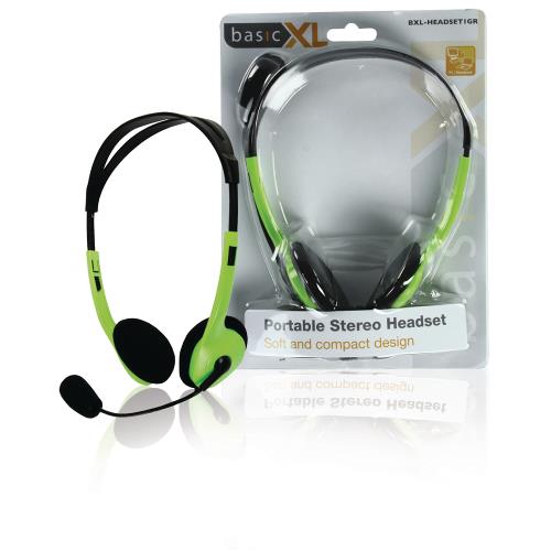 basicXL BXL-HEADSET1GR Headset On-Ear 2x 3.5 mm Bedraad Ingebouwde Microfoon Groen