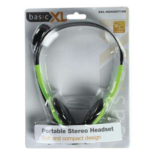 basicXL BXL-HEADSET1GR Headset On-Ear 2x 3.5 mm Bedraad Ingebouwde Microfoon Groen