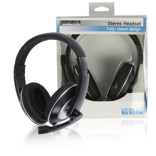 König CMP-HEADSET130 Headset Over-Ear 2x 3.5 mm Bedraad Ingebouwde Microfoon Zwart
