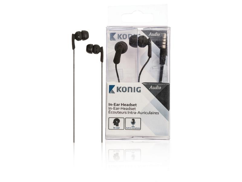 König CSHSIER100BL Headset In-Ear 3.5 mm Bedraad Ingebouwde Microfoon Zwart
