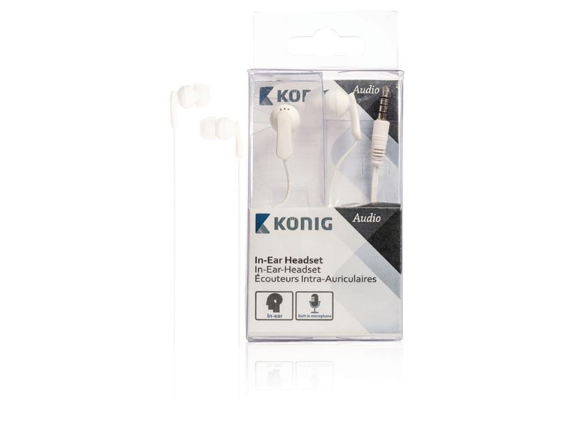 König CSHSIER100WH Headset In-Ear 3.5 mm Bedraad Ingebouwde Microfoon Wit