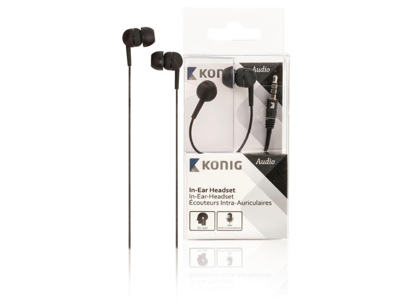 König CSHSIER200BL Headset In-Ear 3.5 mm Bedraad Ingebouwde Microfoon Zwart