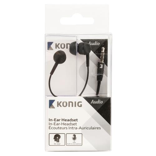 König CSHSIER200BL Headset In-Ear 3.5 mm Bedraad Ingebouwde Microfoon Zwart