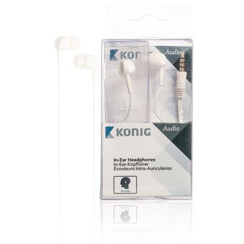 König CSHSIER200WH Headset In-Ear 3.5 mm Bedraad Ingebouwde Microfoon Wit