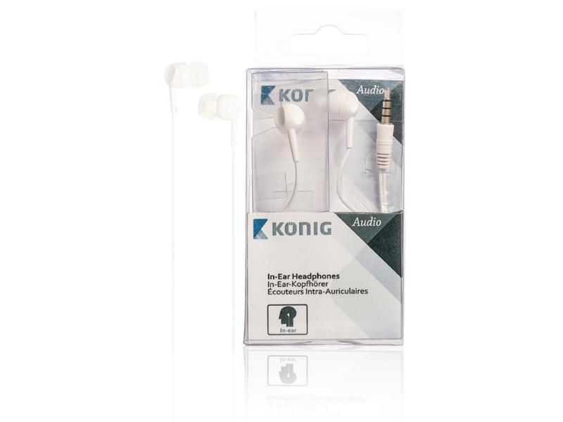 König CSHSIER200WH Headset In-Ear 3.5 mm Bedraad Ingebouwde Microfoon Wit