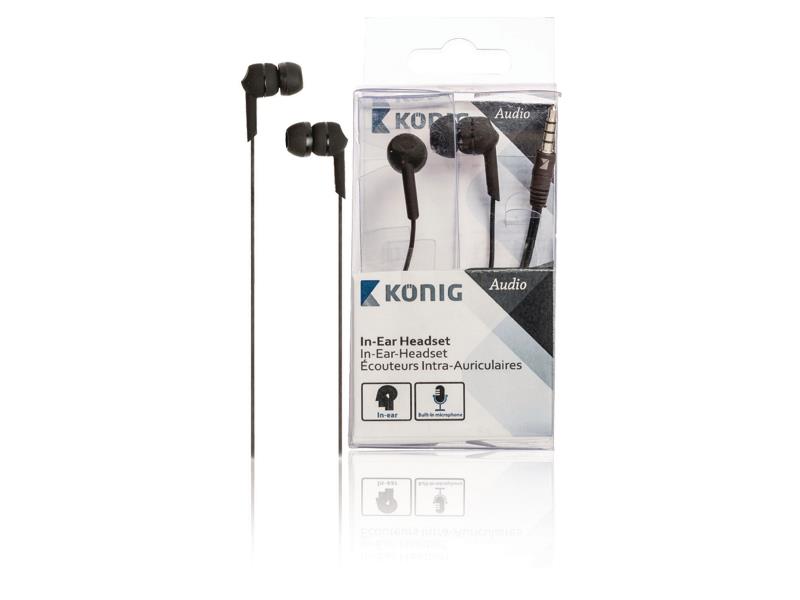 König CSHSIER300BL Headset In-Ear 3.5 mm Bedraad Ingebouwde Microfoon Zwart