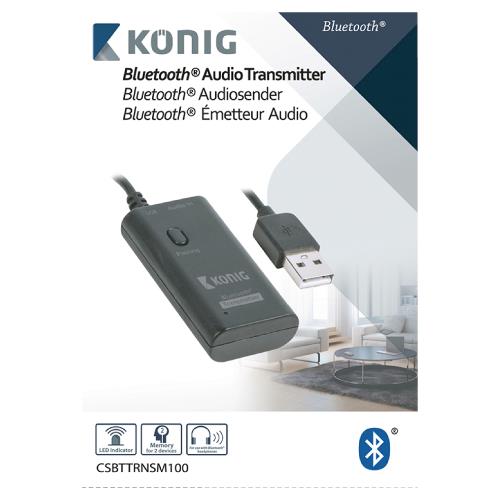König CSBTTRNSM100 Audio Transmitter Bluetooth 3.5 mm Zwart