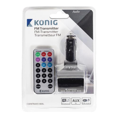 König CSFMTRANS100BL FM Audio Transmitter 3.5 mm Zwart