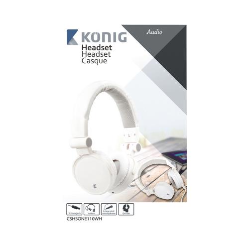 König CSHSONE110WH Headset On-Ear 3.5 mm Bedraad Ingebouwde Microfoon Wit