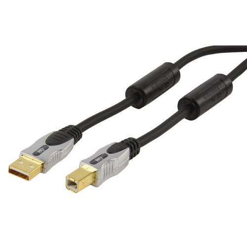 HQ HQSS6141/1.8 USB 2.0 Kabel A Male - B Male Rond 1.80 m Donkergrijs