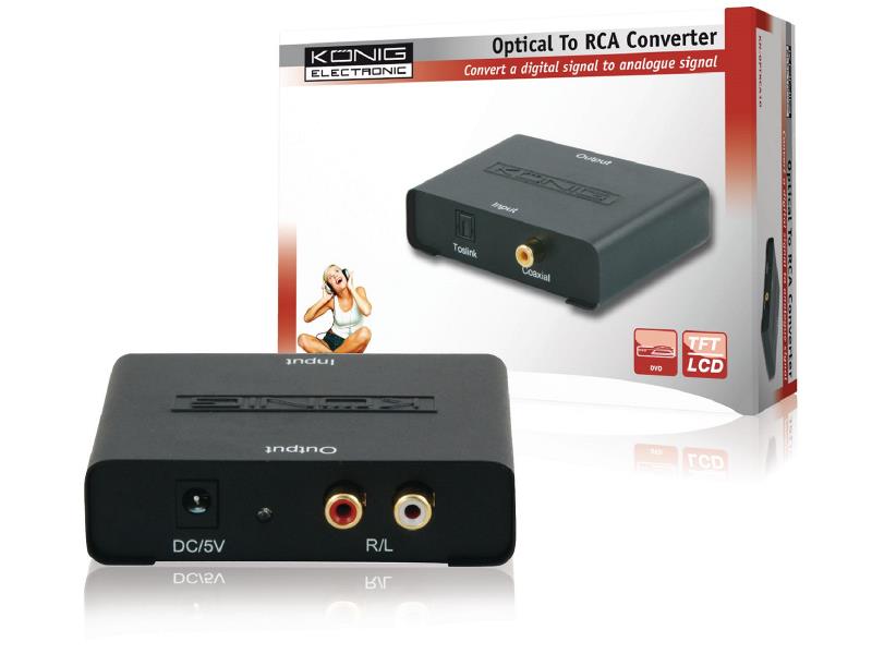 König KN-OPTRCA10 Optisch - stereo RCA omvormer