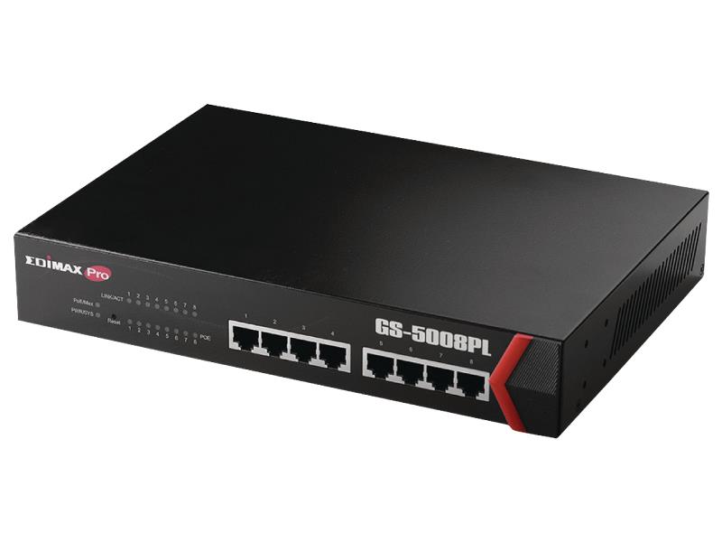 Edimax GS-5008PL Netwerk Schakelaar Gigabit / 10/100 Mbit 8 Poorten