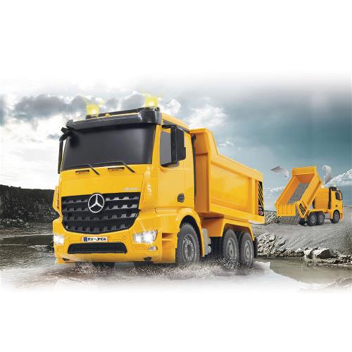 Jamara 404940 R/C Dump Truck Mercedes Arocs 3+4 Channel 2.4 GHz Control 1:20 Geel