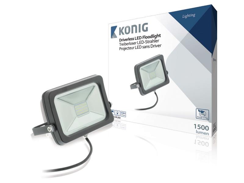 König KNLEDFLDRL20W LED Floodlight zonder Trafo 20 W 1500 lm Zwart