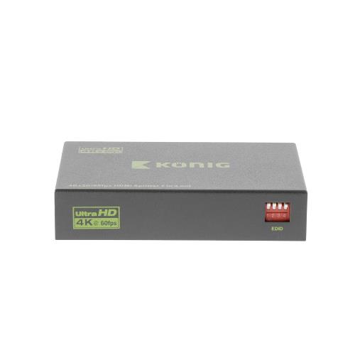 König KNVSP3434 HDMI Splitter HDMI-Ingang - 4x HDMI-Uitgang Donkergrijs