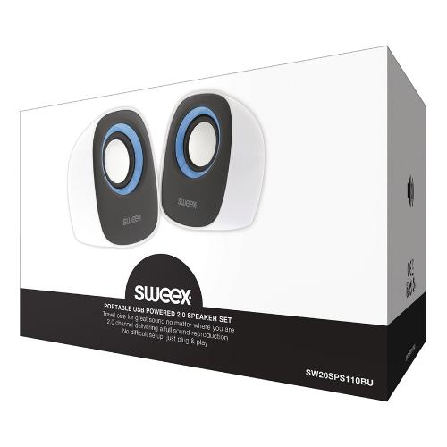 Sweex SW20SPS110BU Speaker 2.0 Bedraad 4 W Wit/Blauw