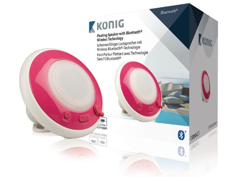 König HAV-BTFSP100PI Mono Bluetooth Speaker Floating Waterproof 3 W Roze/Wit