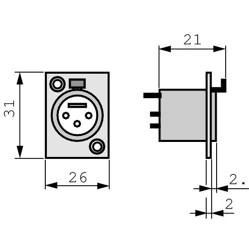 Neutrik NC6FD-L-1 XLR Panel-mount female receptacle 6 Panel-mount female receptacle DL soldeer connectie nickel-plated