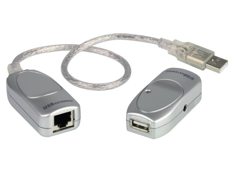 Aten  USB 2.0 Kabel USB A Male / RJ45-Connector Female - RJ45-Connector Female / USB A Female 60 m Grijs