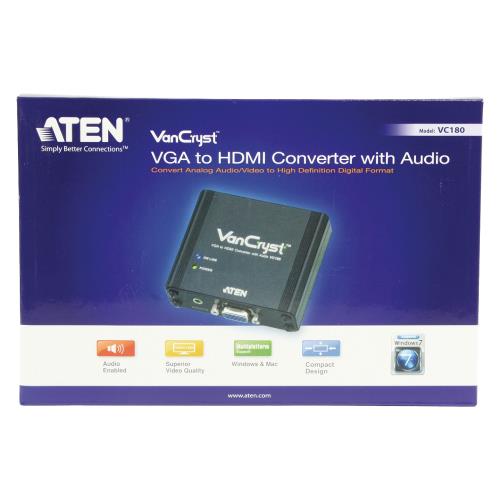 Aten  HDMI-Converter VGA Female 15-Pins - HDMI-Uitgang Zwart
