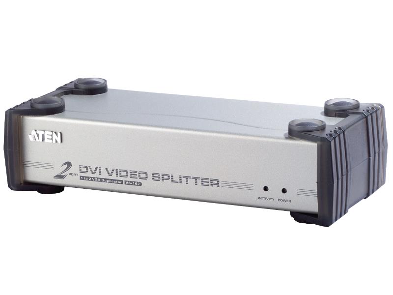 Aten  DVI-Splitter DVI-I Ingang / 1x 3.5mm - 2x DVI-I Female / 2x 3.5 mm Zilver