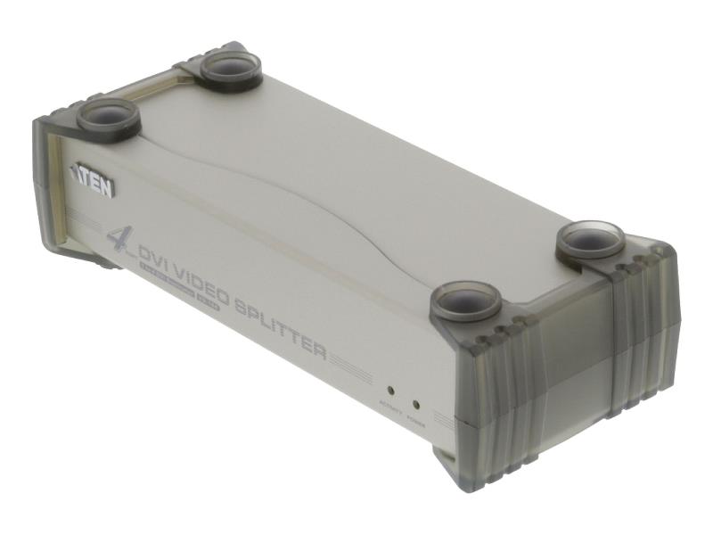 Aten  DVI-Splitter DVI-I Ingang / 1x 3.5mm - 4x DVI-I-Uitgang / 4x 3.5 mm Zilver