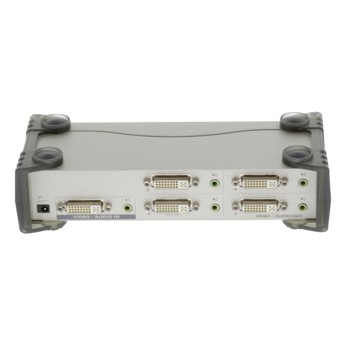 Aten  DVI-Splitter DVI-I Ingang / 1x 3.5mm - 4x DVI-I-Uitgang / 4x 3.5 mm Zilver