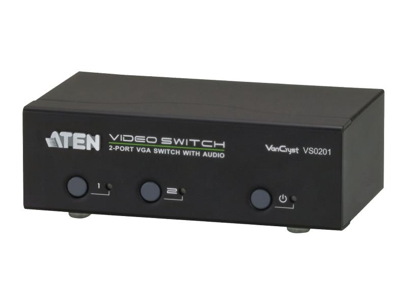 Aten  VGA-Splitter 2x VGA Male / 2x 3.5 mm / 1x RS232 - VGA Female + 3.5 mm Female Zwart