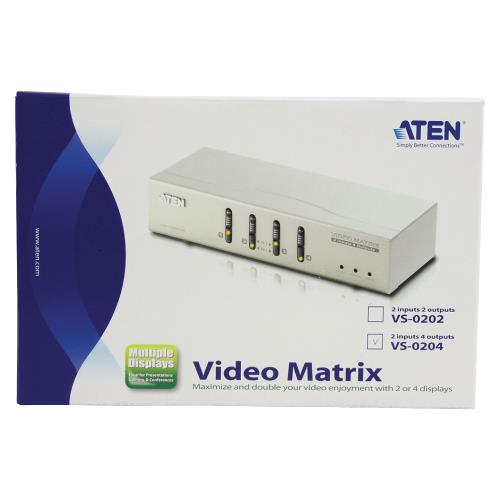 Aten  VGA Matrix Schakelaar 2x VGA Male / 2x 3.5 mm / 1x RS232 - 4x VGA Zilver