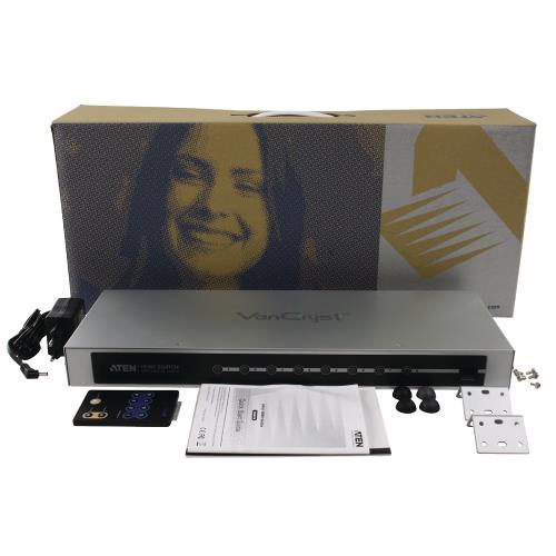 Aten  HDMI Schakelaar 8x HDMI-Ingang + RS232 Female - HDMI-Uitgang Zilver