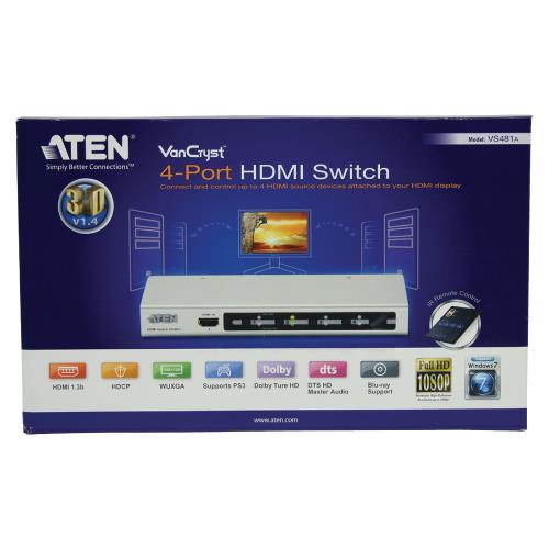Aten  HDMI Schakelaar 4x HDMI-Ingang + RS232 Female - HDMI-Uitgang Zilver