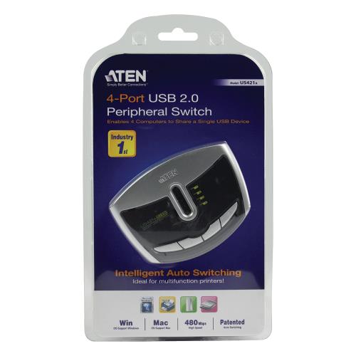 Aten US421A-AT 4-Poorts USB Schakelaar Zilver