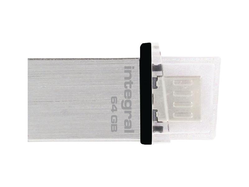 Integral INFD64GMIC-OTG USB Stick USB 2.0 64 GB Aluminium/Zwart