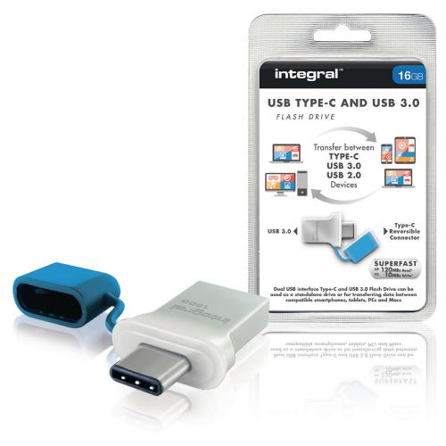 Integral INFD16GBFUS3.0-C USB Stick USB 3.0 16 GB Aluminium/Blauw
