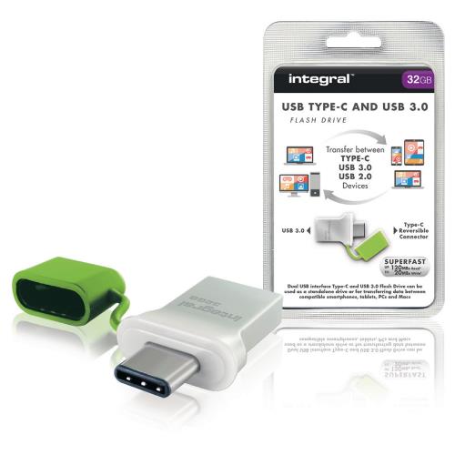 Integral INFD32GBFUS3.0-C USB Stick USB 3.0 32 GB Aluminium/Groen