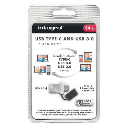 Integral INFD64GBFUS3.0-C USB Stick USB 3.0 64 GB Aluminium/Zwart