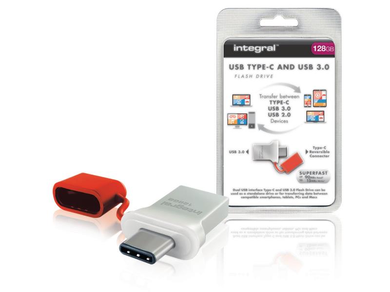 Integral INFD128GBFUS3.0-C USB Stick USB 3.0 128 GB Aluminium/Rood