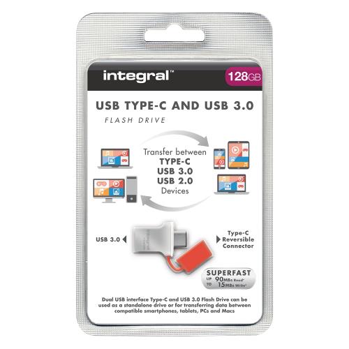 Integral INFD128GBFUS3.0-C USB Stick USB 3.0 128 GB Aluminium/Rood