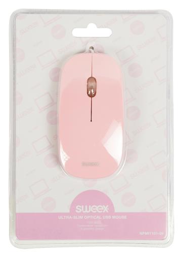 Sweex NPMI1101-09 Muis optisch ultraslank USB 1000 dpi roze